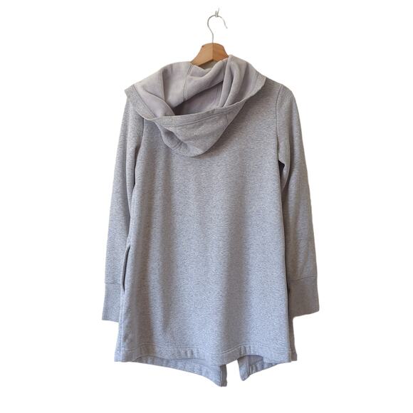 Athleta Womens Open Front Cozy Slub Hooded Cardigan Sweater Gray Oversize XXS - Picture 2 of 7